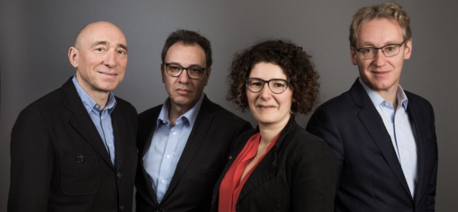 L'équipe de direction de FrenchFood Capital. De gauche à droite : Denis Hennequin (ex-McDonald’s Europe et Accor), Paul Moutinho (ex-Naxicap Partners), Perrine Bismuth (entrepreneure) et Laurent Plantier (ex-Alain Ducasse Entreprises).