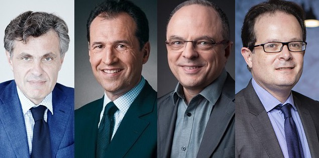 Jean-Louis Grevet, président de Perceva, Laurent Le Portz, Jean- Pierre Bouiller, gérants des fonds Sofimac Opportunités Régions et Fabrice Keller, associé chez June Partners.