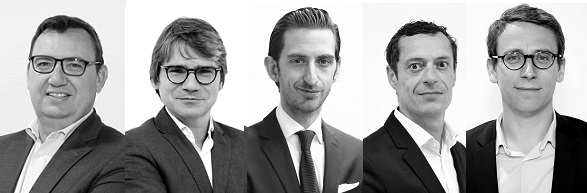 Frédéric Meunier, fondateur, associé gérant de Squareness, Emmanuel Rosec, associé, responsable de l’offre Performance opérationnelle, Antoine Sudérie et Antoine Fléchais, codirecteurs de Transactions services, Jérôme Fortin, directeur d'Évaluation financière.