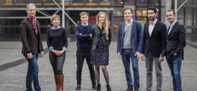 De gauche à droite: Nicolas Celier, Hagera Sendabad, Thomas Marsal, Marie-Capucine Lemétais, Alban de la Bretèche, Nicolas Bailly, Geoffroy Bragadir