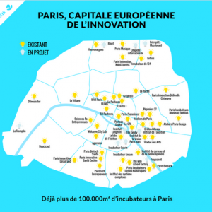 Carte des incubateurs parisiens, existants ou en projet